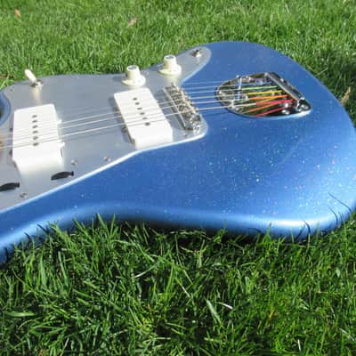 Jazzmaster Guitar 60s Style Handmade Lightweight P90 Custom Lake Placid Blue Rainbow Flake Nitro image 23