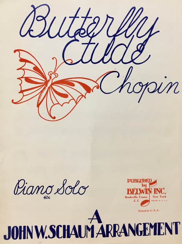 (VINTAGE SHEET MUSIC) BUtterfly Etude - CHopin - Piano Solo image 1