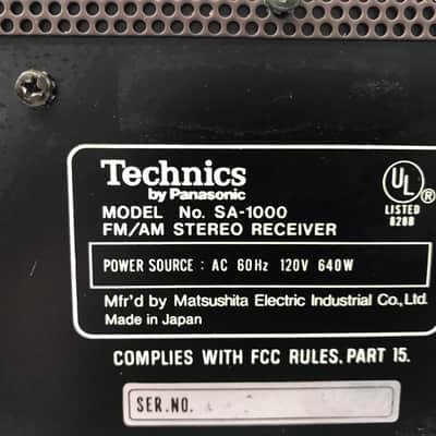 Technics SA-1000 FM/AM Stereo Receiver 330 W Per Channel image 6