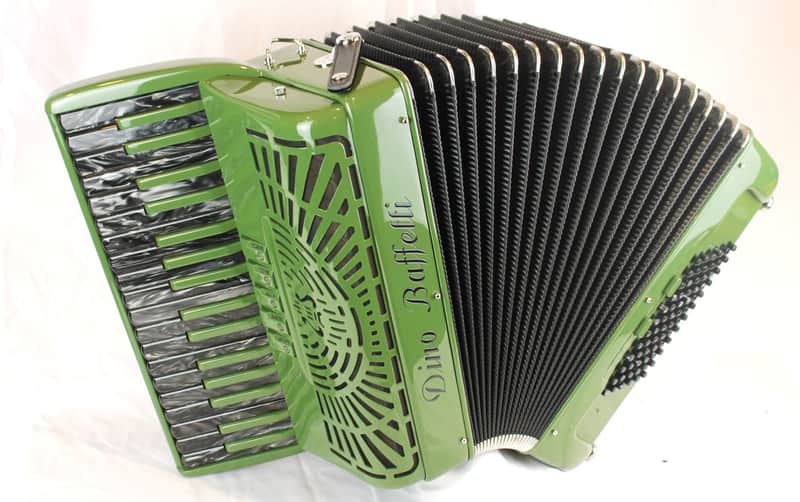 NEW Army Green Dino Baffetti Studio II Piano Accordion LMM 34 72 image 1