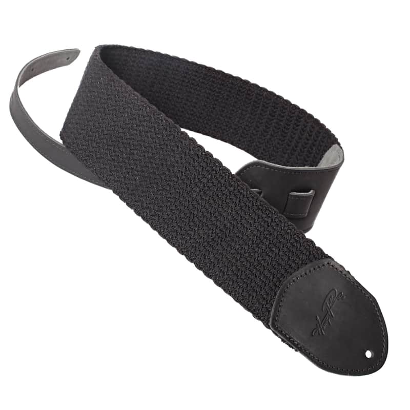 Henry Heller 3" Wide Black Woven Cotton Guitar Strap image 1