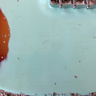 MJT/Fender Telecaster Esquire Aged Surf Green Nitro over 3-tone Sunburst image 15