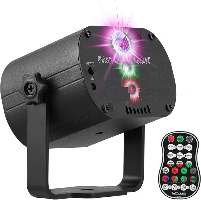 DJ Disco Stage Party Lights, LED Sound Activated Laser Light RGB Flash Strobe Projector with Remote Control for Christmas Halloween Decorations Karaoke Pub KTV Bar Dance Gift Birthday Wedding image 1