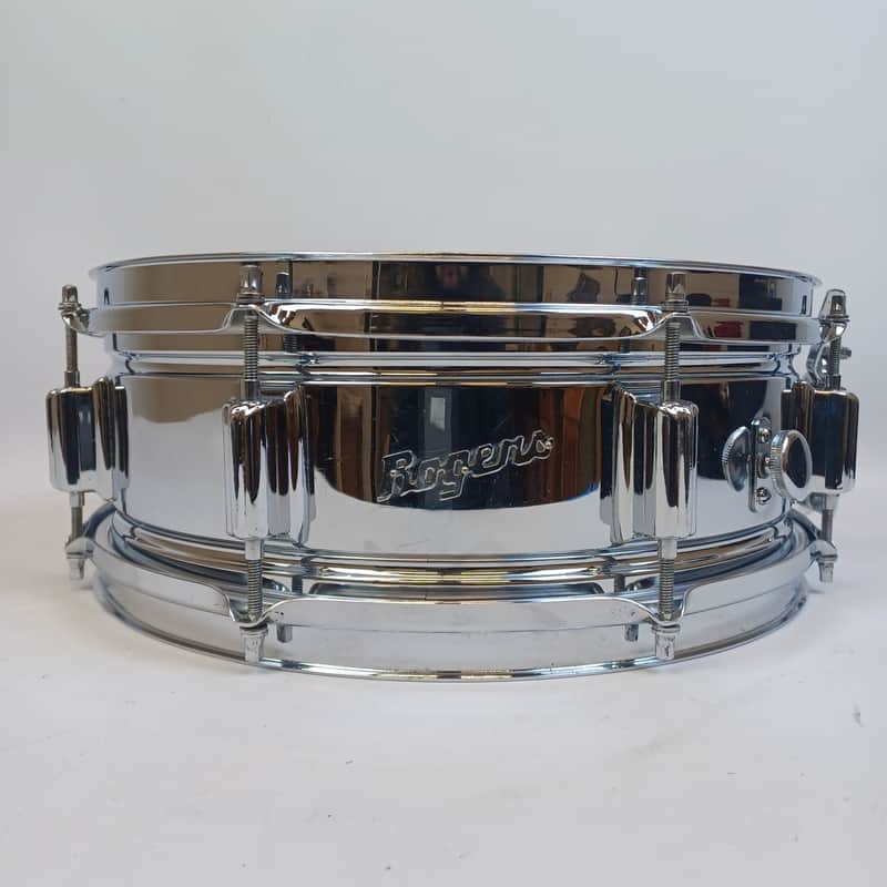 *Rogers 60s COB Dayton Powertone Snare Drum 5x14"Chrome Brass Script Vintage* imagen 1