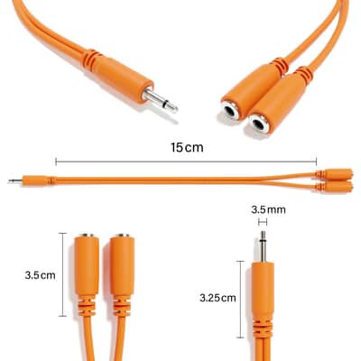 ExcelValley [Orange] 5-Pack - Mono Splitter Y Patch Cables - TS 3.5mm 1/8" Eurorack Synth Synthesizer image 2