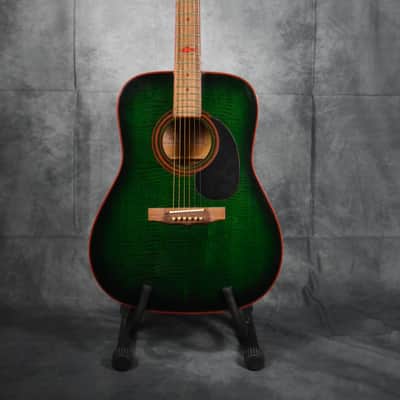 Marlin MF2-5 - Unique Vintage 80s Green Flame Top Acoustic Guitar Made In Korea image 1