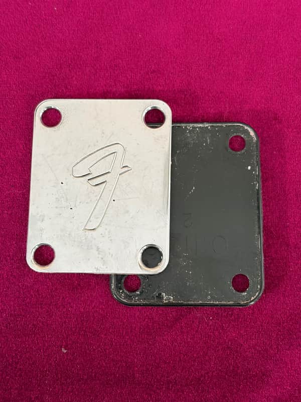 Vintage 1970's Fender Stratocaster Telecaster F Neck Plate with plastic backing image 1
