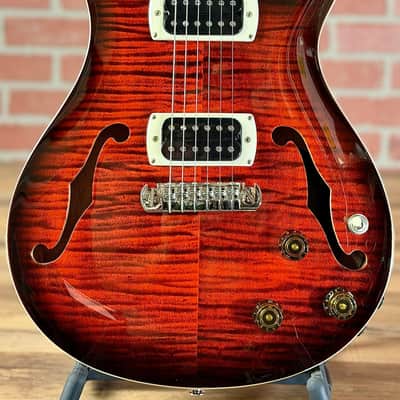 PRS SE Hollowbody I Piezo Double Cut Electric Guitar - Orange Tiger Smokeburst image 2