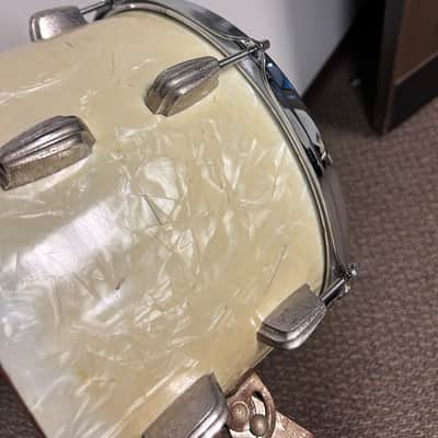 Vintage Slingerland 1948-54 Era Radio King Floor 16x16 & Rack Tom 12x8 White Marine Pearl WMP image 6