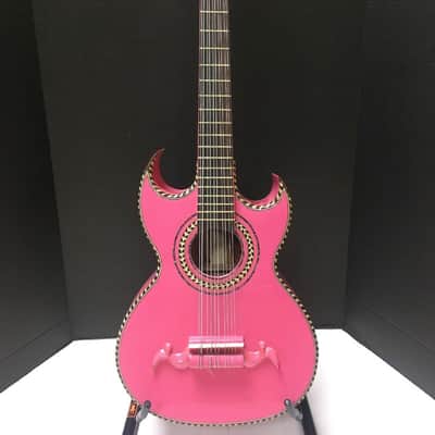 Paracho JUNIOR SIZE 10-String Bajo Quinto Acoustic Guitar PALO ESCRITO KIDS SIZE 2019 Pink image 1