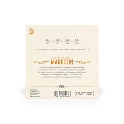 D'Addario 11-36 Medium Flatwound 8 String Mandolin Strings - EFW74 (Flat Wound) image 4
