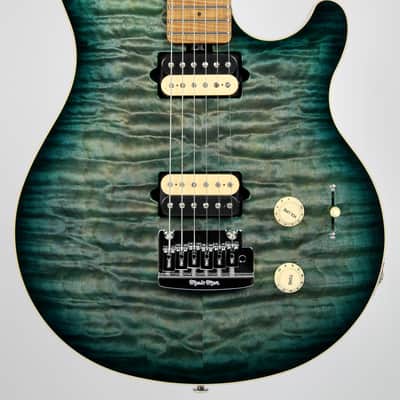 Ernie Ball Music Man Axis Super Sport HH Tremolo Roasted Maple Neck 2021 Yucatan Blue Quilt w/OHSC image 1