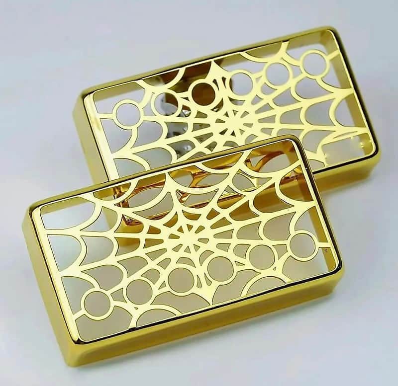 Neck and Bridge Gold Guitar Spider Web Humbucker Pickup Covers 50/52MM image 1
