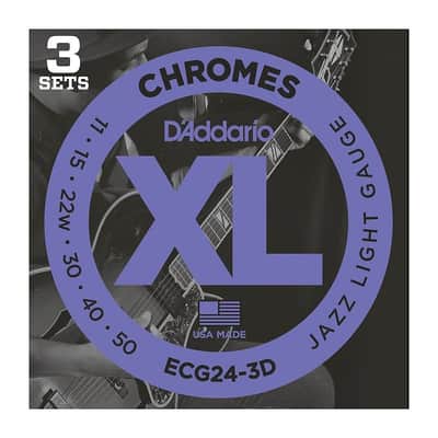 D'Addario Guitar Strings 3-Sets Chromes Flat wound ElectricJazz Light 11-50 image 1
