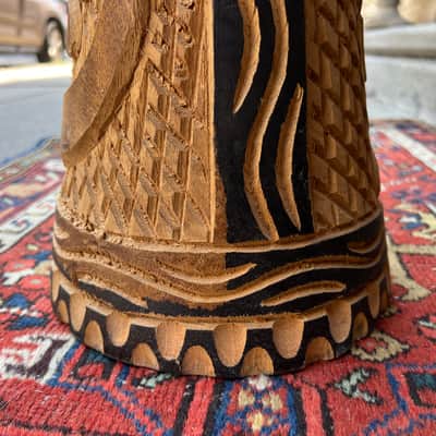Vintage African Hand Carved Wood Djembe Hand Drum 22” image 13