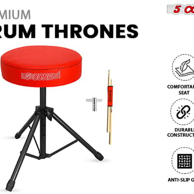 5 Core Drum Throne 3" Padded Seat Adjustable Drumming Chair for Practice and Performance image 1