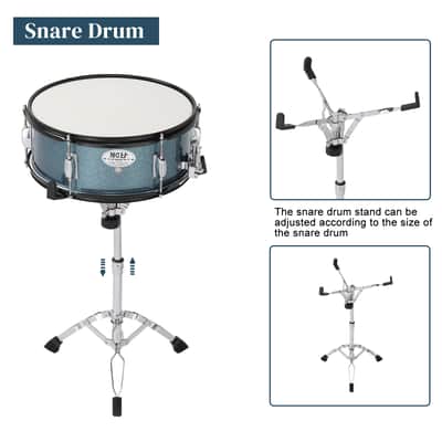 MCH Full Size Adult Drum Set 5-Piece Black with Bass Drum, two Tom Drum, Snare Drum, Floor Tom, 16" Ride Cymbal, 14" Hi-hat Cymbals, Stool, Drum Pedal, Sticks 2020s image 9