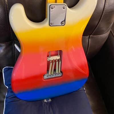 Son Set Beach (Fender) StratoCaster 2013 - Custom Multicolor - Sunset Rainbow on White image 6