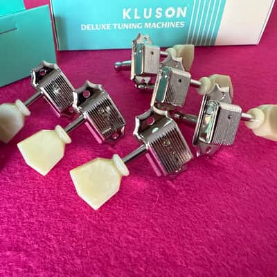 Kluson Single line 3 + 3 Guitar tuners for Gibson ®️ Guitars - Nickel - Single ring vintage tulip image 1