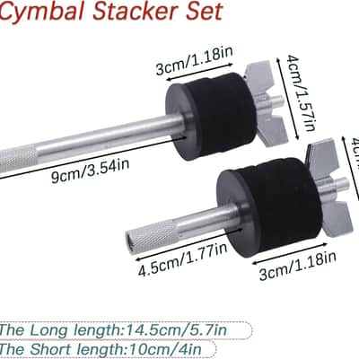 Cymbal Stacker Set, 4" & 5.7" Stackers with 8mm Thread, Percussion Instrument Accessories, Wing Nut Included, Perfect for Drummers & Percussionists image 2