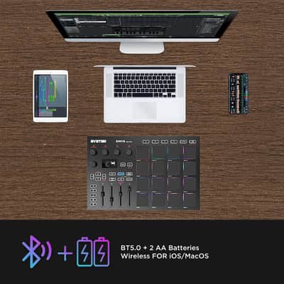 HXW Avatar EMP16 MIDI Pad Controller Beat Maker Machine With Bluetooth, 16 RGB Velocity Sensitive Beat Pads, 16 Level, Full/Half Level, OLED Display, MIDI In/Out image 2