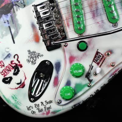 Custom Painted and Upgraded Fender Squier Strat - Aged and Worn With Graphics and Matching Headstock image 12