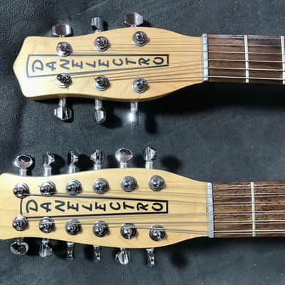 1993 Danelectro 6 / 12 Double Neck Solidbody Electric White Sparkle with case image 4