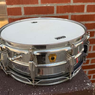 Ludwig No. 410 Super-Sensitive 5x14" 10-Lug Aluminum Snare Drum with Large Chicago Keystone Badge 1984 - Chrome-Plated image 5
