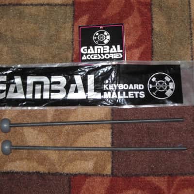 new old stock Gambal GPXH1 (UG13GPXH1) Glockenspiel, Bells, Xylophone Percussive Keyboard MALLETS, 1 & 1/4 inches Gray Very Hard Nylon Flat Ball Heads with Black Synthetic Shafts, with original packaging, from 1990s - early 2000s image 1