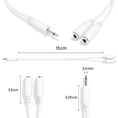 ExcelValley [White] 5-Pack - Mono Splitter Y Patch Cables - TS 3.5mm 1/8" Eurorack Synth Synthesizer image 2