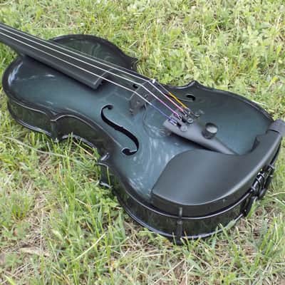 Glasser AEX Carbon Composite Acoustic Electric 4-String Violin 4/4 size 2020s Gun Metal image 4