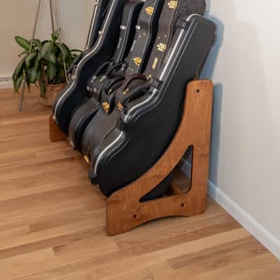 "Case Place" single level storage rack for acoustic, electric, bass, and other instrument cases BROWN image 3