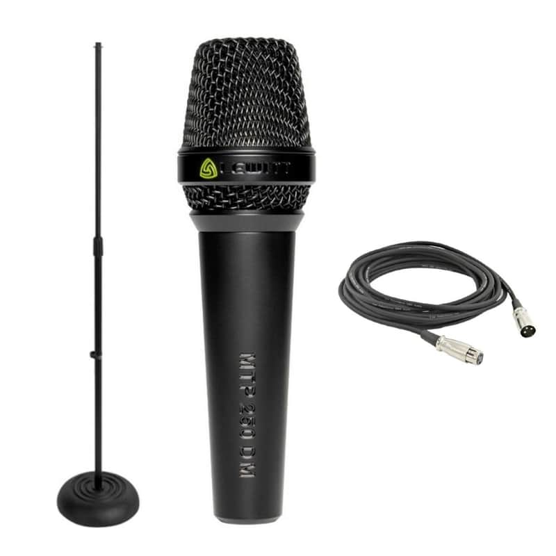 Lewitt MTP-250-DM Handheld Dynamic Microphone with Round Base Microphones Stand and XLR Cable image 1