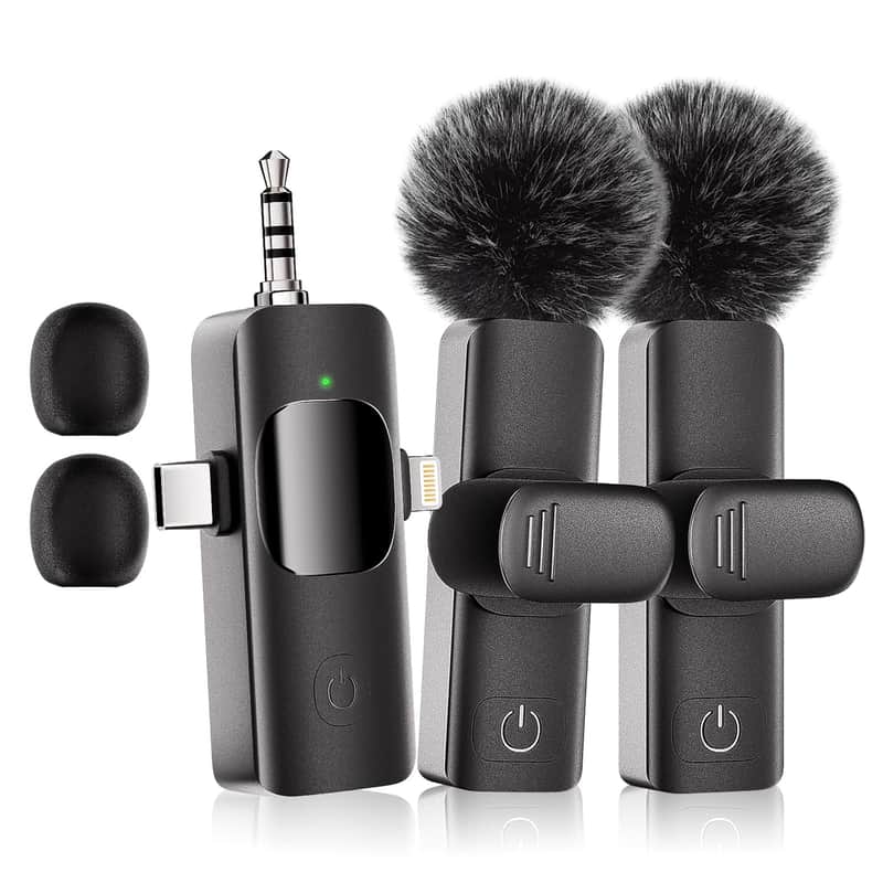 Professional Mini Wireless Lavailer Microphone - 3 In 1 Microphone For Iphone, Android, Camera, Ipad, Clip-On Mic Noise Reduction, Suit For Video Recording, Vlog image 1
