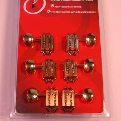 Grover 136G Vintage Deluxe Series, Gold Tuning Machines 3+3, Oval Metal Button image 3