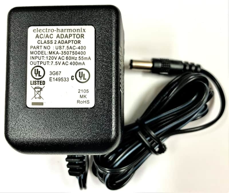 Electro Harmonix (MKA-350750400) US7.5AC-400 Power Adapter 7.5 Volt AC 400mA image 1