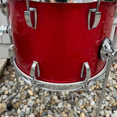 Ludwig 10x14 Floor Tom 70s Blue Olive Badge Red Sparkle image 6