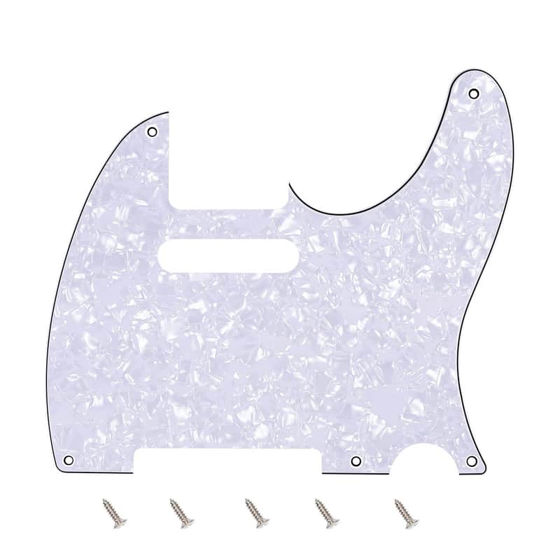 Vintage 5-Hole Tele Pickguard 4 Ply Electric Guitar Pickguard Scratch Plate for USA/Mexican Vintage Style Fender Tele Telecaster JT/HB-18 White Pearl image 1