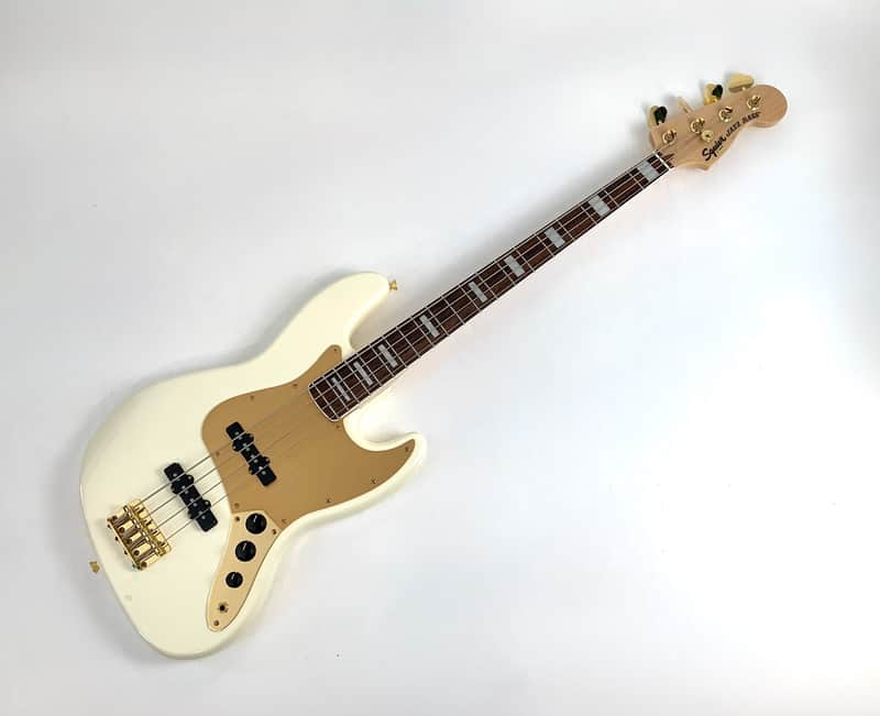 Squier Jazz Bass 40th Anniversary Gold Edition 2022 Olympic White image 1