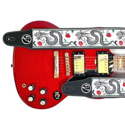 The Jimmy Dragon Suit Guitar Strap in White - Vtar Vegan Guitar Straps image 1