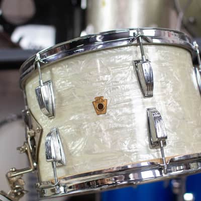 1950s 1960s Ludwig/WFL "Super Beat" White Marine Pearl Drum Kit image 9