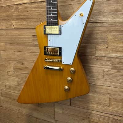 Epiphone 1958 Korina Explorer Guitar-"Inspired by Gibson Custom" Aged Natural -White Pickguard- w/Hard case. New! image 7