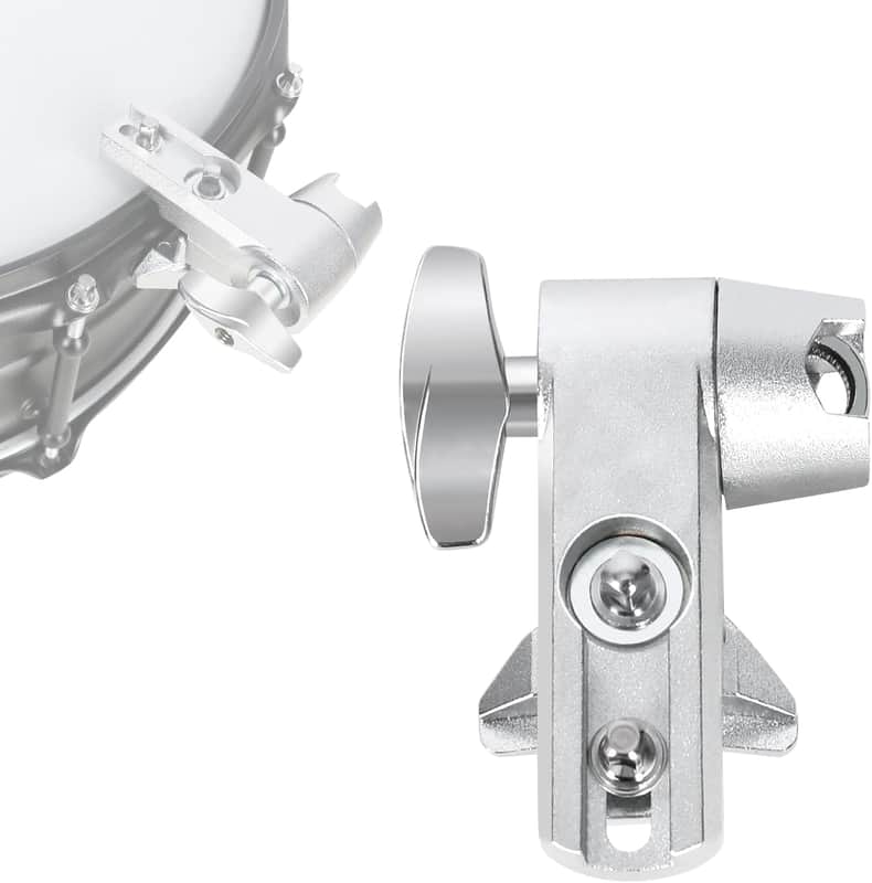 Snare Drum Hoop Clamp Multifunctional External Snare Drum Clamp Ajustable Drums Set Mountiing Clamps Drums Hoops Mounting Bracket for Cowbell, Jam Block, Tambourine, Splash Cymbal Silver image 1