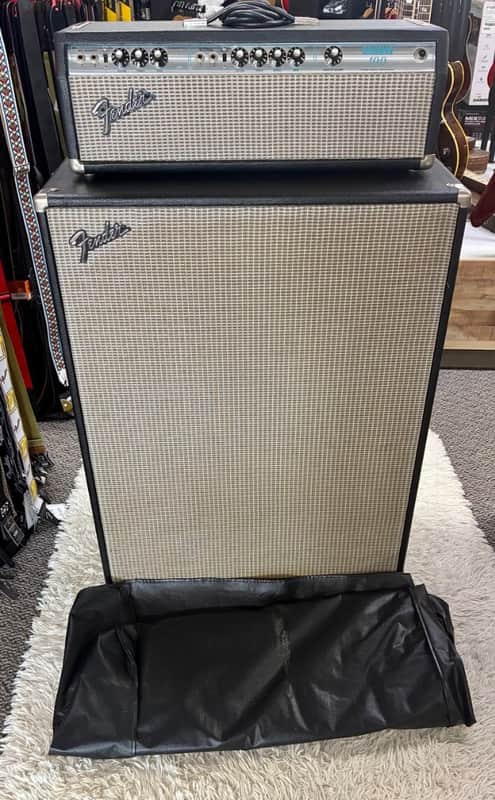 Vintage 1976 Fender Bassman 100 Silverface Tube Amp Head & Speaker Cabinet image 1