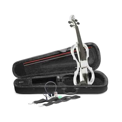 Stagg EVN X-4/4 WH 4/4 Electric Violin Set w/Soft Case, Straps, Bow, Rosin, Headphones & 9V Battery image 5