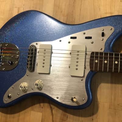 Jazzmaster Guitar 60s Style Handmade Lightweight P90 Custom Lake Placid Blue Rainbow Flake Nitro image 4