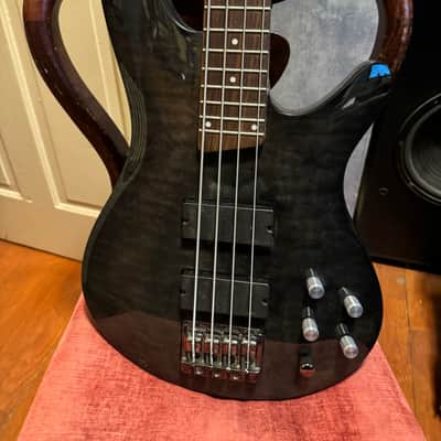 Ibanez  soundgear bass guitar emg pickups. translucent charcoal image 2