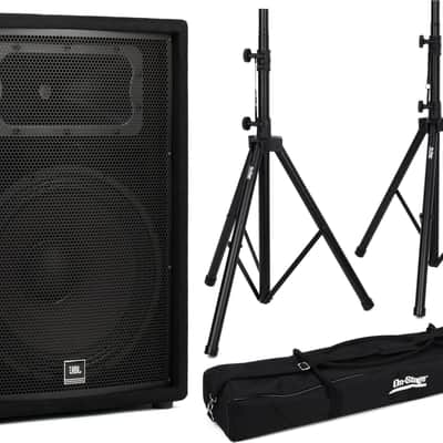 JBL JRX215 1000W 15 inch Passive Speaker  Bundle with On-Stage Stands SSP7950 All-aluminum Speaker Stand Pack with Bag image 1