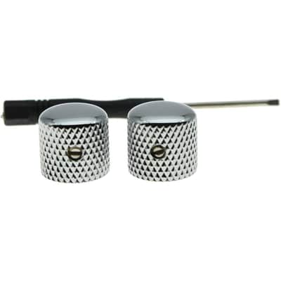 Set of 2 Chrome Metal Guitar Dome Knobs Bass Knob with Set Screw for Telecaster/Tele Guitar image 1