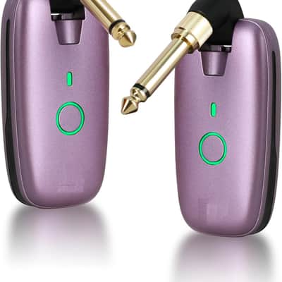 Wireless Guitar System, Transmitter & Receiver for Multiple Instruments — Electric Guitar, Bass & Keyboard, 7-Channel Rechargeable System with 6H Battery, 1/4” & 1/8” Plugs,Purple image 1